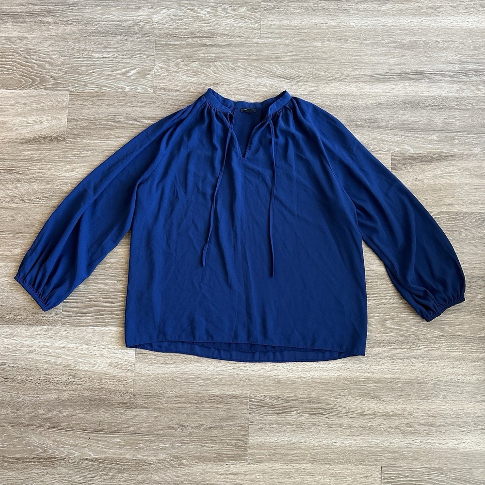Ann Taylor Long Sleeve Blouse Top Womens Large Blue
